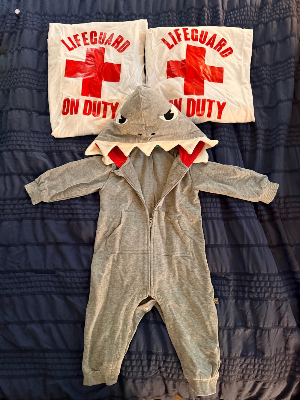 Family of 3 Shark Hooded One-Piece 12-18m